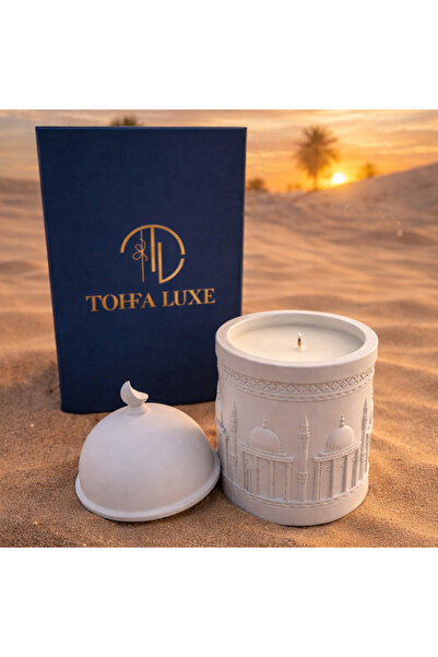 Tohfa Luxe Athar Legacy Sculptural Candle – Handcrafted Concrete & Ceramic Ve...