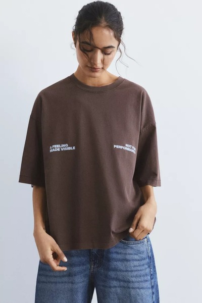 ZAVIXO Γυναικείο μπλουζάκι με στάμπα, oversized, άνετη εφαρμογή, με απαλή υφή...