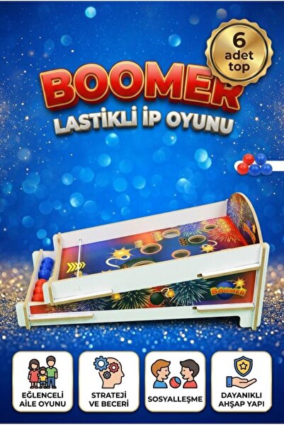 Tıfıl Toys Boomer Lastikli Ahşap Hedef Vurma ve Puan Toplama Oyunu 6 Top Hedi...