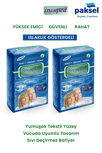 İncoped Adult Diapers - Soft Textile Surface High Absorbency with Wetness Ind...