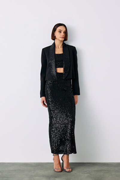 362 Fashion Butik Payetli Uzun Etek