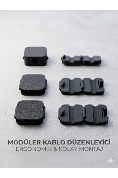 ARABA Modüler Kablo Düzenleyici Seti Yapışkanlı – Masa Üstü, Araç İçi Kablo T...