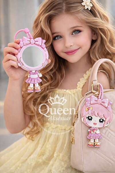 QUEEN AKSESUAR 2 σε 1 Χαριτωμένο αξεσουάρ τσάντας με μπρελόκ και καθρέφτη για...