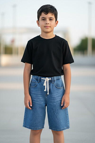 ASL GOLF CLUB Момчешки сини дънкови капри шорти с еластична талия, летни