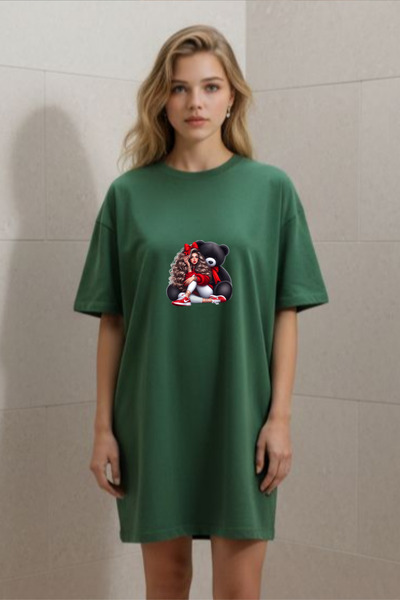 HOFFNUNG Γυναικείο κοντομάνικο μπλουζάκι με λαιμόκοψη Φόρεμα νυχτικό