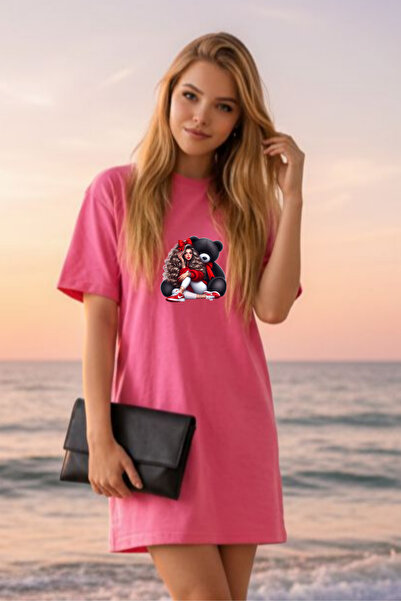 HOFFNUNG Γυναικείο κοντομάνικο μπλουζάκι με λαιμόκοψη Φόρεμα νυχτικό