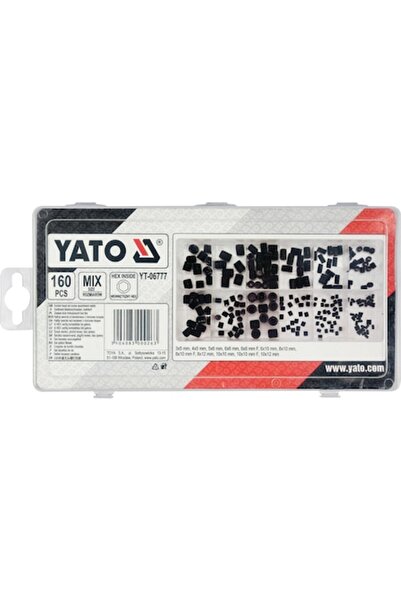 yato Set de șuruburi fără cap, cutie de depozitare, negru