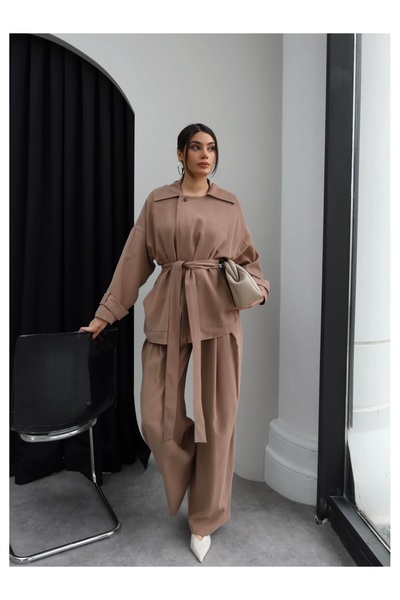 ESRAHELVACI Σετ Καμπαρντίνας με Ζώνη και Κορδόνι στη Μέση