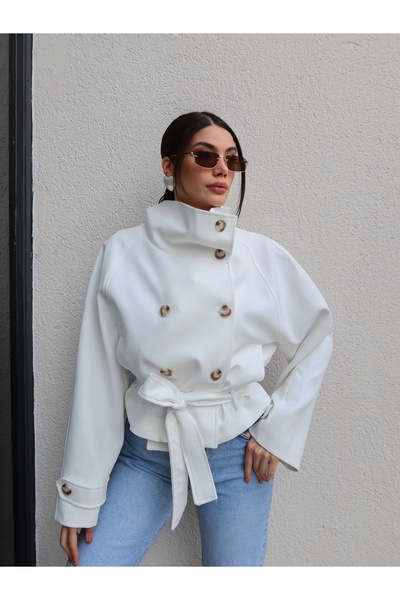 ESRAHELVACI Κοντό παλτό με ψηλό γιακά και ζώνη