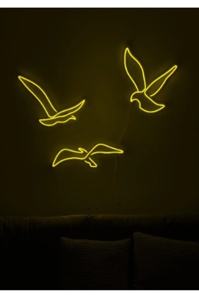 Slasa Dove Set LED Neon Sign 30x40 cm Yellow Light with 6mm Acrylic Base Decor