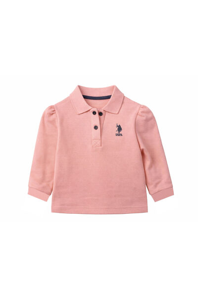 U.S. Polo Assn. يو اس بولو اسن تي شيرت برتقالي للفتيات الصغيرات