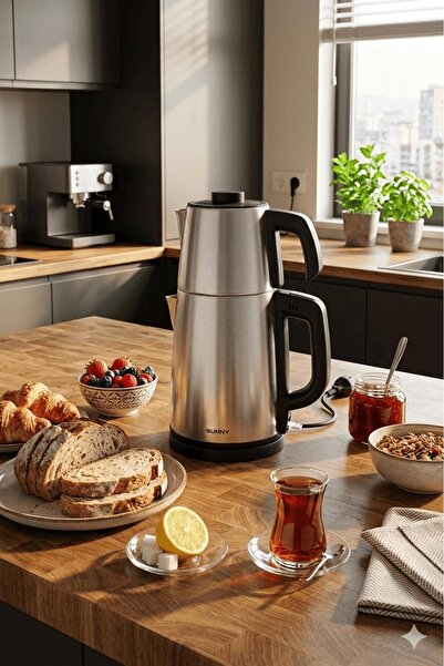 Sunny SN5CKM36 Teapot Paslanmaz Çelik Çay Makinesi 2000W 1.7 L Isıtıcı Sıcak ...