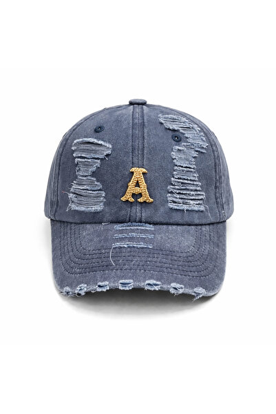 Zeramine 2024 Μπλε ναυτικό vintage καπέλο με κεντημένη λεπτομέρεια και ριχτό ...