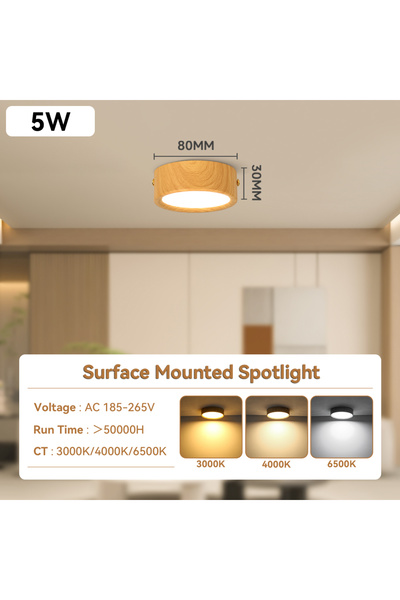 Choice13 6 Pieces LED Mode Tri-color GX53 Downlight Wooden Ceiling Lamp 220V ...