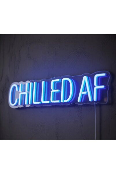 Slasa Chilled AF LED Neon Sign 18x40 cm Blue Light with 6mm Acrylic Base Room...