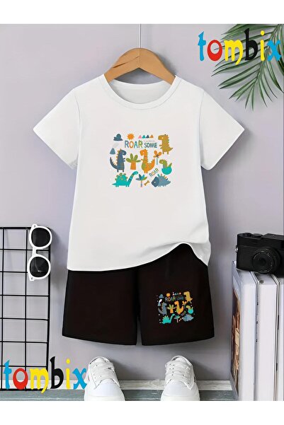 tombix Dinosaurs Printed T-Shirt Shorts Summer Children's Set