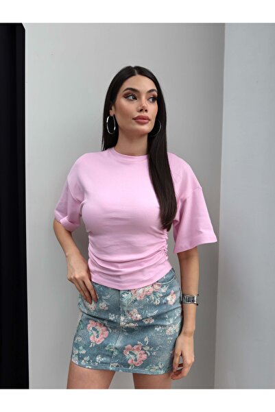 ESRAHELVACI Μπλουζάκι Crop με σούρες στο πλάι