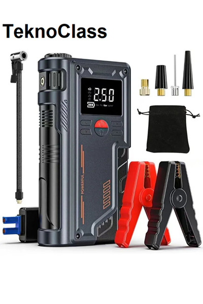Canderel Starter 8000MAH Powerbanklı Fenerli Göstergeli Araç Lastik Şişirme V...