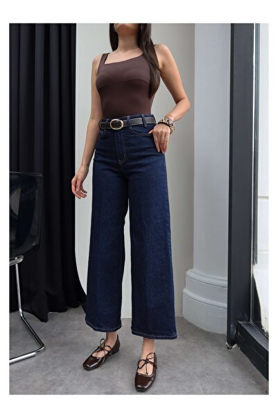 ESRAHELVACI Τζιν με φαρδιά μπατζάκια και ζώνη