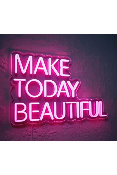 Slasa Make Today Beautiful LED Neon Sign 30x40 cm Pink Light with 6mm Acrylic...