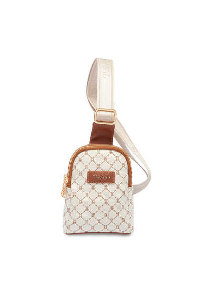 Tergan Beige Textile Women's Crossbody Bag - S26Y1Twc0717-S7G