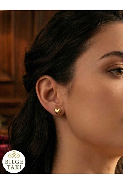 Bilge Takı Xuping Minimal Earrings with Vip Heart Figure, Non-Tarnishing Stee...