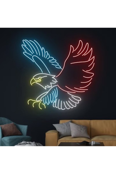 Slasa Eagle LED Neon Sign 40x40 cm Multicolor Light with 6mm Acrylic Base Decor