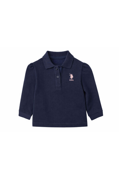 U.S. Polo Assn. تي شيرت يو اس بولو اسن للفتيات الصغيرات باللون الأزرق الداكن