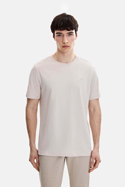 Back And Bond Crew Neck Plain Beige Men's T-Shirt B35S10004