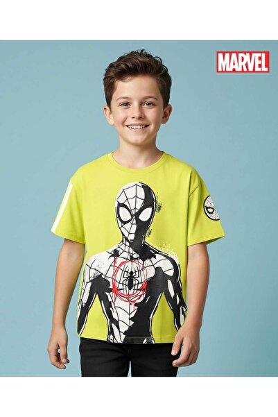 Pine Kids Marvel Terry Knit Half Sleeves Drop Shoulder Cut & Sew T-Shirt with...