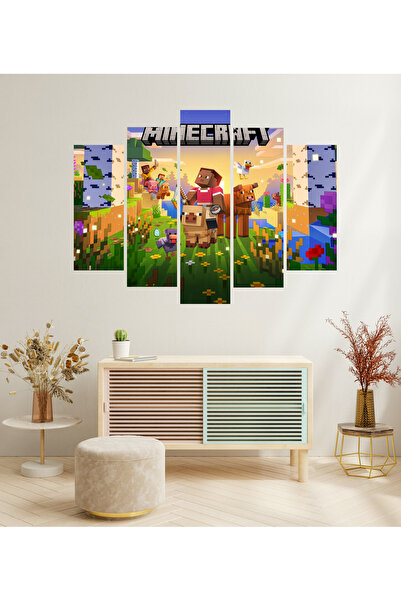 tablomaxtbx 5 Parça Minecraft Yaratıcı Oyun Temalı Gaming Dekoratif Oda Salon...