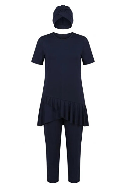 sefamerve Μαγιό πισίνας με βολάν και κοντά μανίκια 2611-05 Ναυτικό μπλε