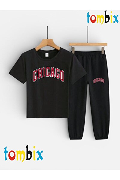 tombix SET PENTRU COPII: TRICOU CU IMPRIMEU ROȘU CHICAGO, PANTALONI DE TRENIN...