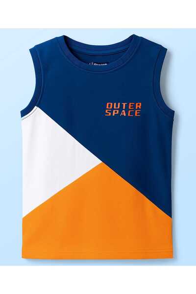 Pine kids Knit Sleeveless T-Shirt with Cut and Sew Design - Navy Blue