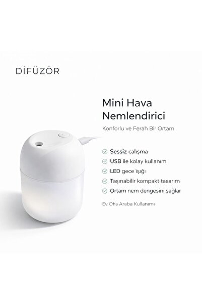 Tiffany LED Işıklı Aroma Difüzör 220 ML Hava Nemlendirici Ultrasonik Buhar Ma...