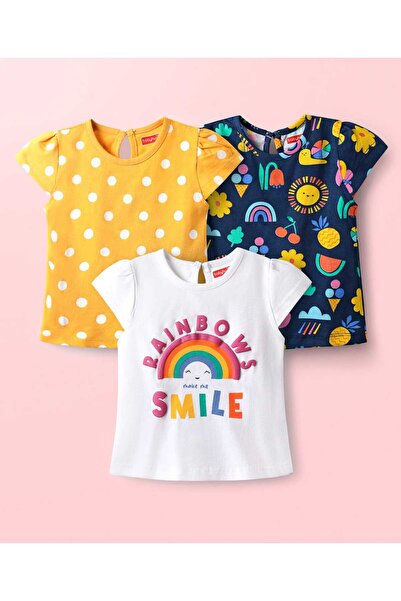 Babyhug Knit Half Sleeves T-Shirts with Rainbow & Polka Dots Print Pack of 3 ...