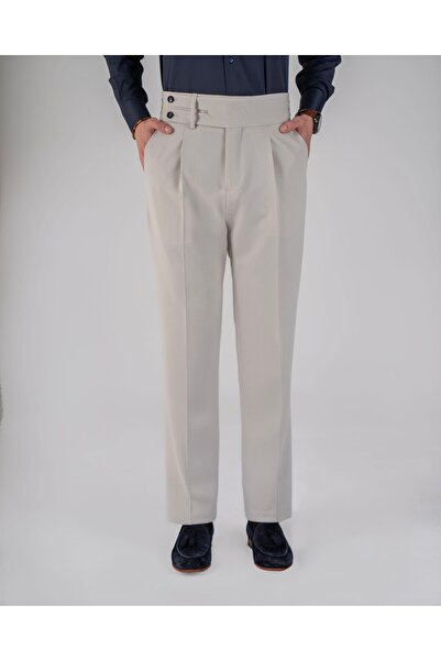 TerziAdemAltun Italian Style Slim Fit Men's Trousers with Waist Detail and Bu...