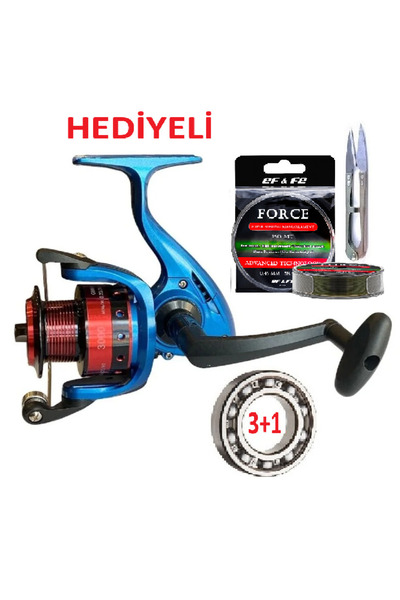 Oslo Metal Başlıklı 3+1 Bilye Misina Sarılı Spin Olta Makinesi
