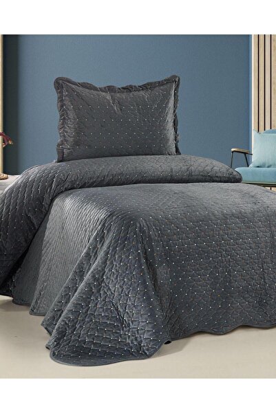 Bella Home Serelina Single Colorful Embroidered Velvet Bedspread |   Soft Tex...