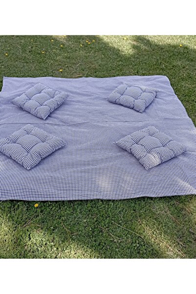 Asya 4 minderli çantalı piknik örtüsü seti 170×170cm örtüsü 40×40 cm dört min...