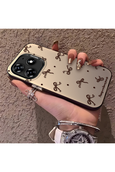 CHICASELUX Tecno Spark 10 Pro Compatible High-Quality Brown Bow and Dot Print...