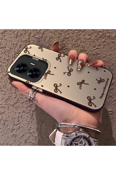 CHICASELUX Realme C55 Compatible High-Quality Brown Bow and Dot Printed Case