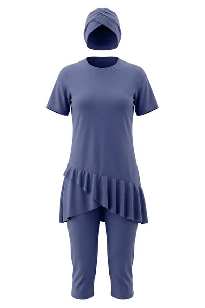 sefamerve Μαγιό πισίνας με βολάν και κοντά μανίκια 2611-07 Λιλά