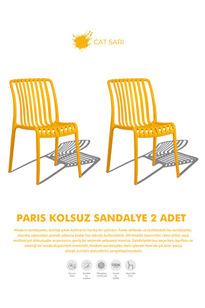Daim Plastik PARİS | 2 ADET KOLSUZ LUX CAFE & RESTAURANT SANDALYESİ