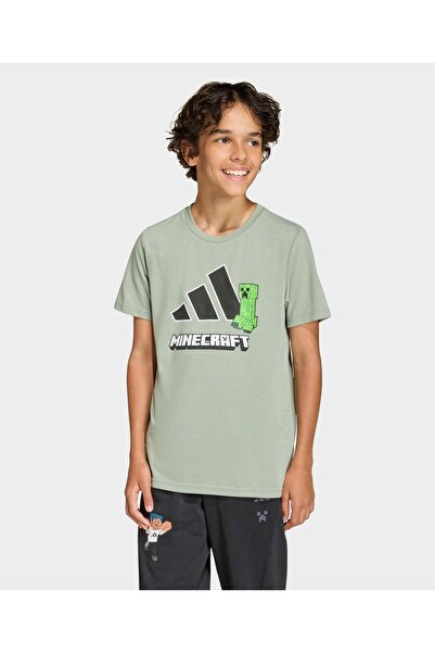 adidas تي شيرت بأكمام قصيرة مطبوع عليه ماينكرافت - أخضر