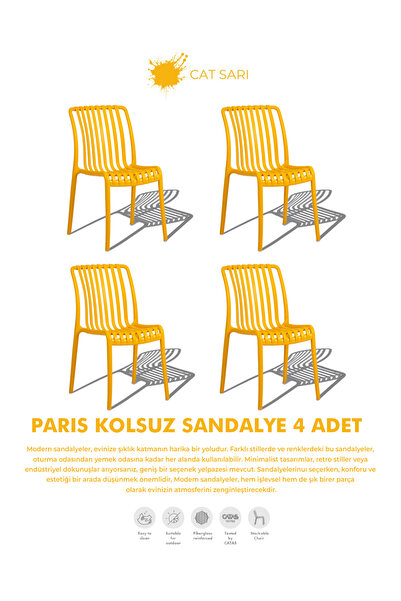 Daim Plastik PARİS | 4 ADET KOLSUZ LUX CAFE & RESTAURANT SANDALYESİ