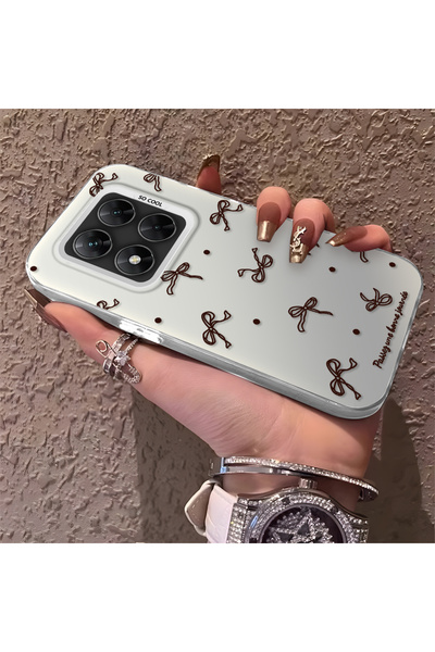 CHICASELUX حافظة متوافقة مع Poco X7 ذات جودة عالية وطباعة فيونكة بنية اللون و...
