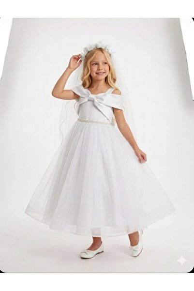 MONİTA KİDS Κοριτσίστικο φόρεμα με φιόγκο και λεπτομέρεια κορώνας, μακρύ βραδ...