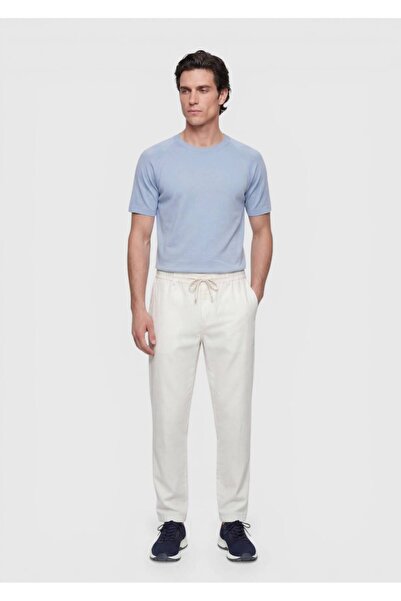 Ramsey Ανοιχτό μπλε πλεκτό πουλόβερ από μετάξι με ίσια πλέξη