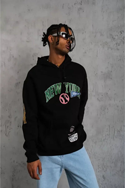 Wear Up Ανδρικό φούτερ με στάμπα με κουκούλα - Μαύρο